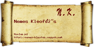 Nemes Kleofás névjegykártya